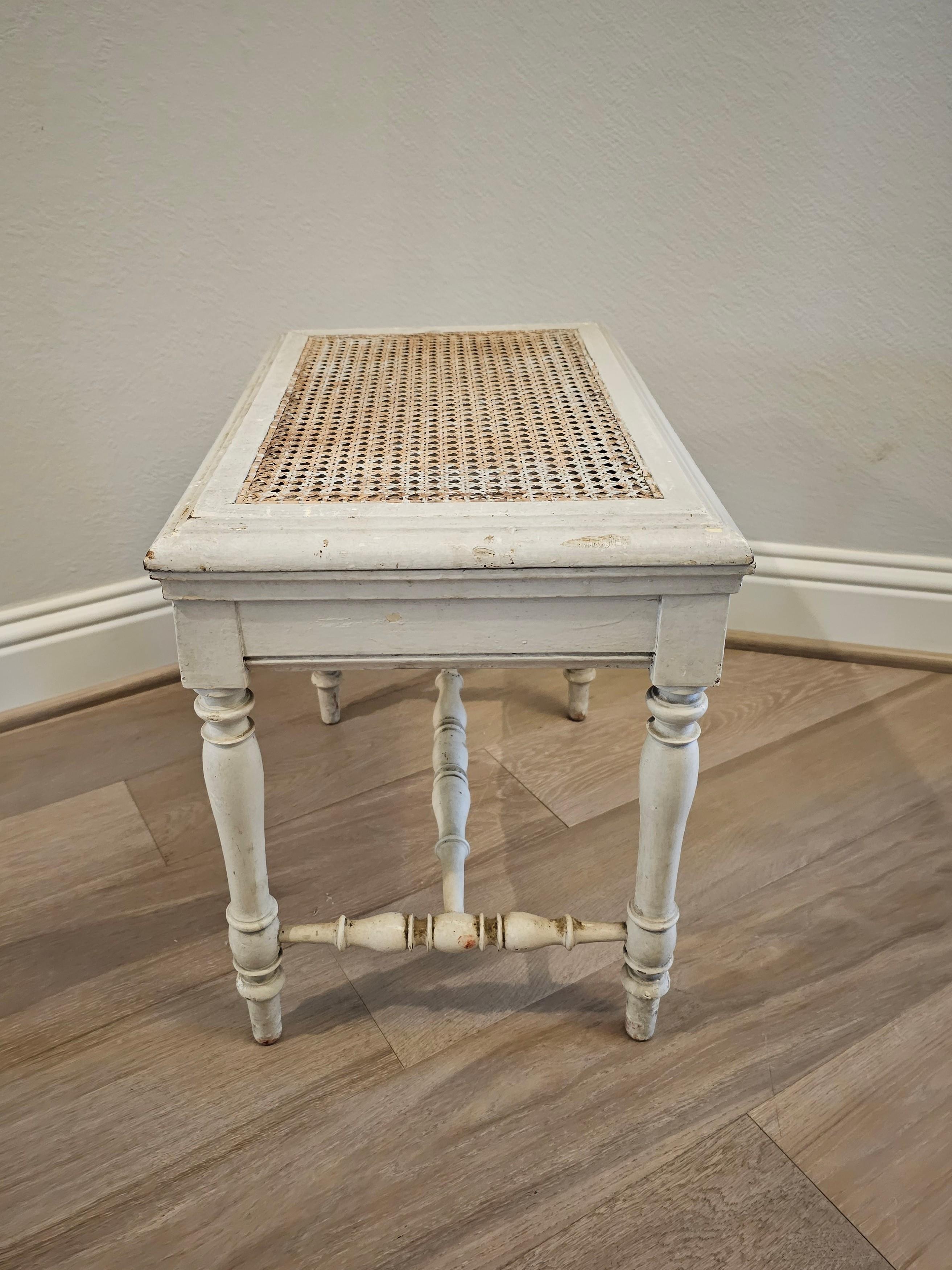 Antique French Provincial Louis XVI Painted Cane Bidet Stool  For Sale 5