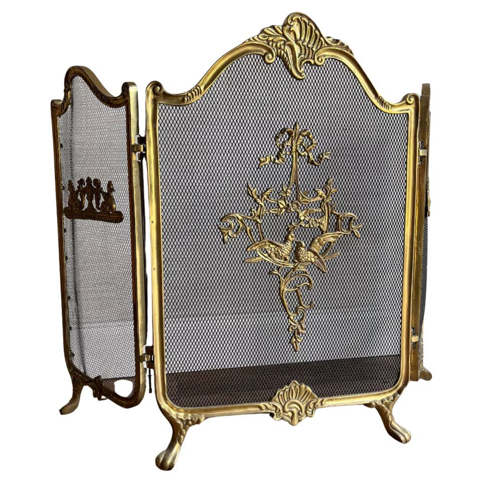 Brass Folding Fireplace Screen - 34 For Sale on 1stDibs