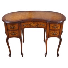 Antique French Provincial Mahogany Kneehole Kidney Bean Writing Vanity Desk 43"