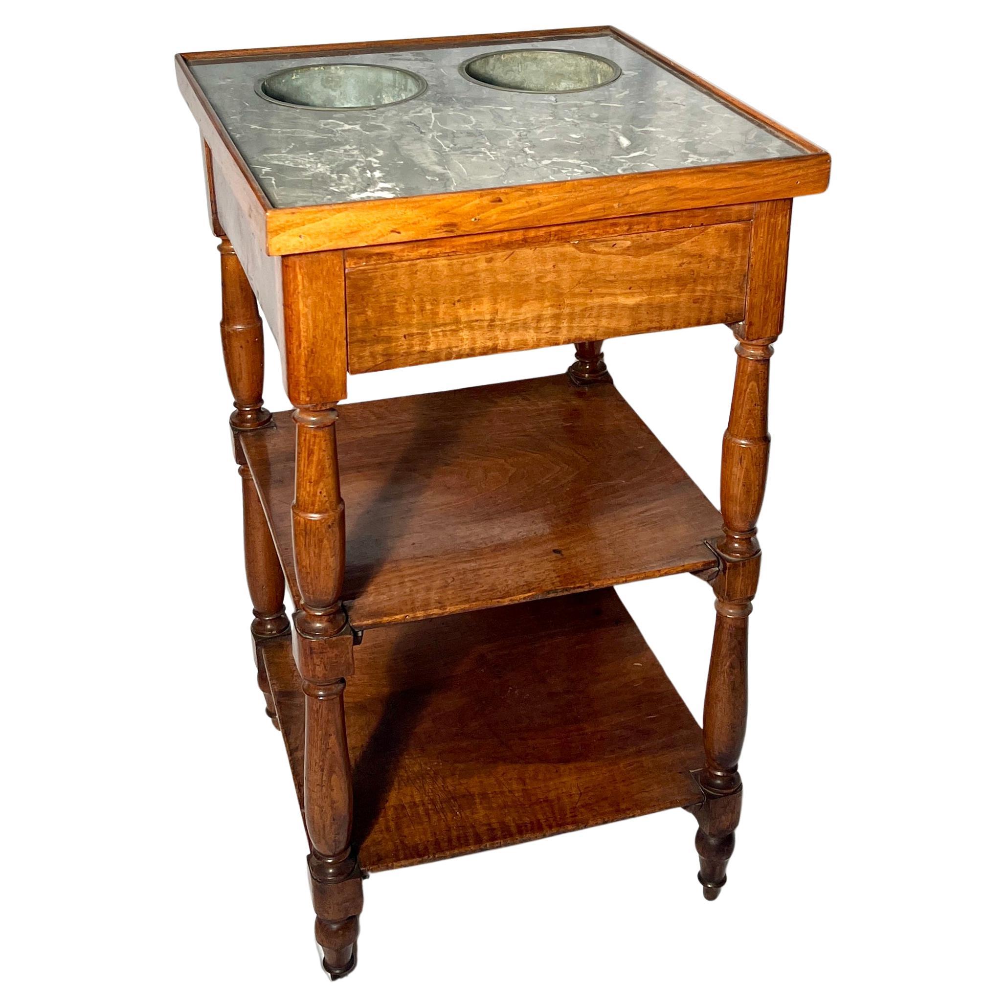 Antique French Provincial Marble Rafraîchissoir Wine Table & Coolers, Circa 1900 For Sale