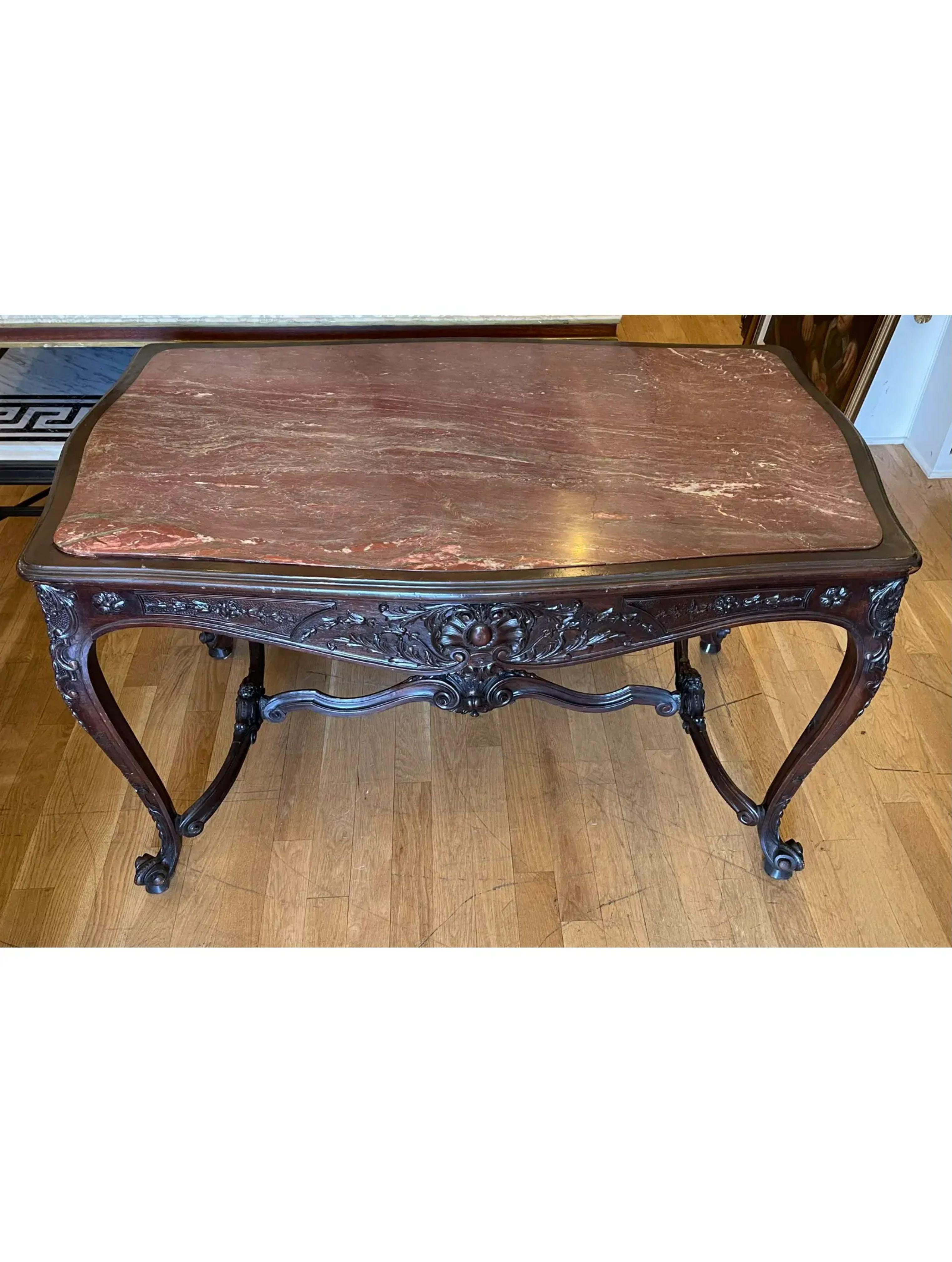 Antique French Provincial Marble Top Center Table, Early 19th Century In Good Condition For Sale In LOS ANGELES, CA