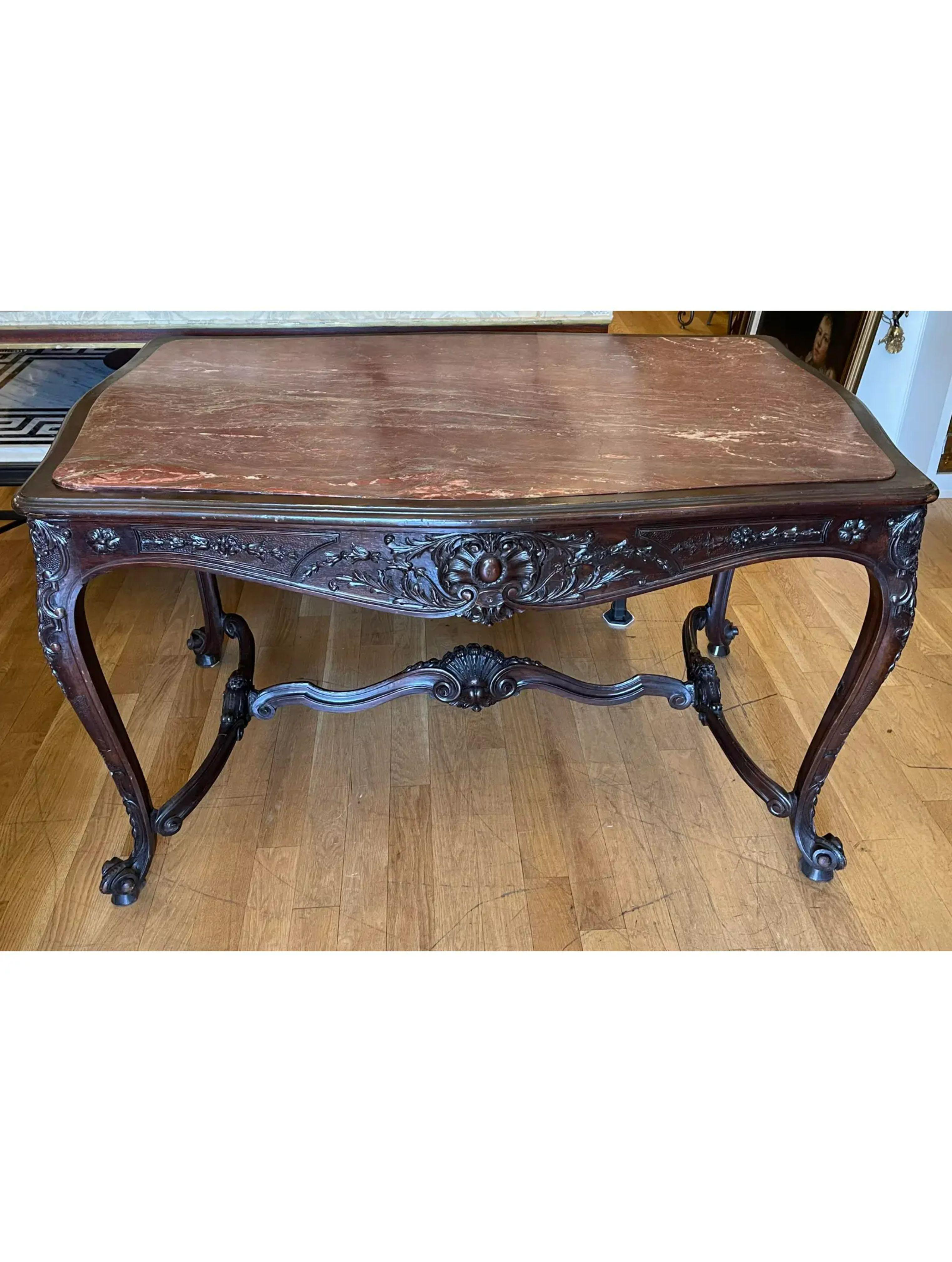 Antique French Provincial Marble Top Center Table, Early 19th Century For Sale 2
