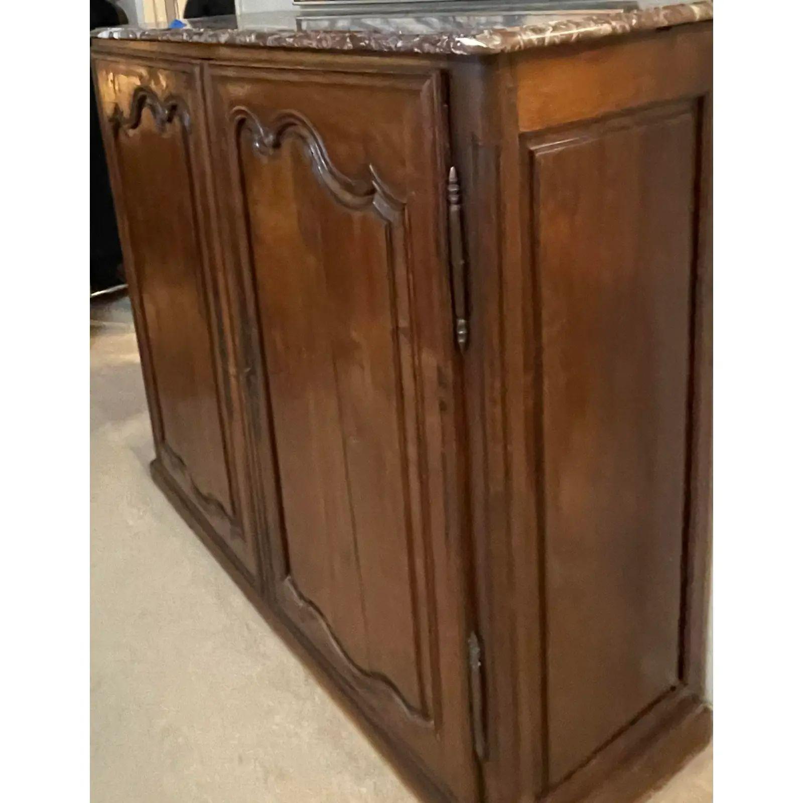 Antique French Provincial Marble Top Wardrobe Cupboard, 18th Century In Good Condition For Sale In LOS ANGELES, CA