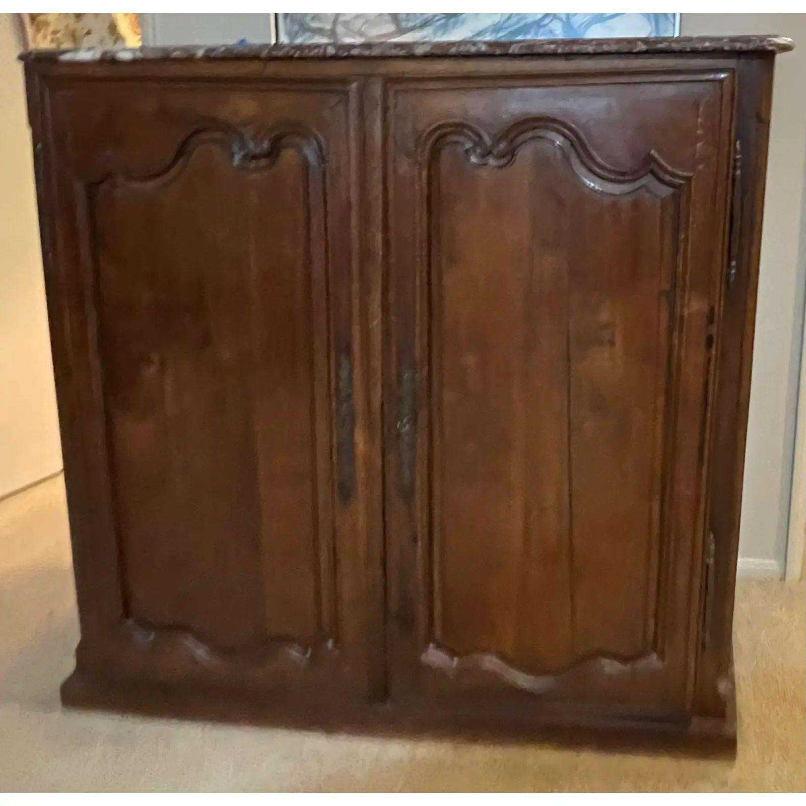 Antique French Provincial Marble Top Wardrobe Cupboard, 18th Century For Sale 5