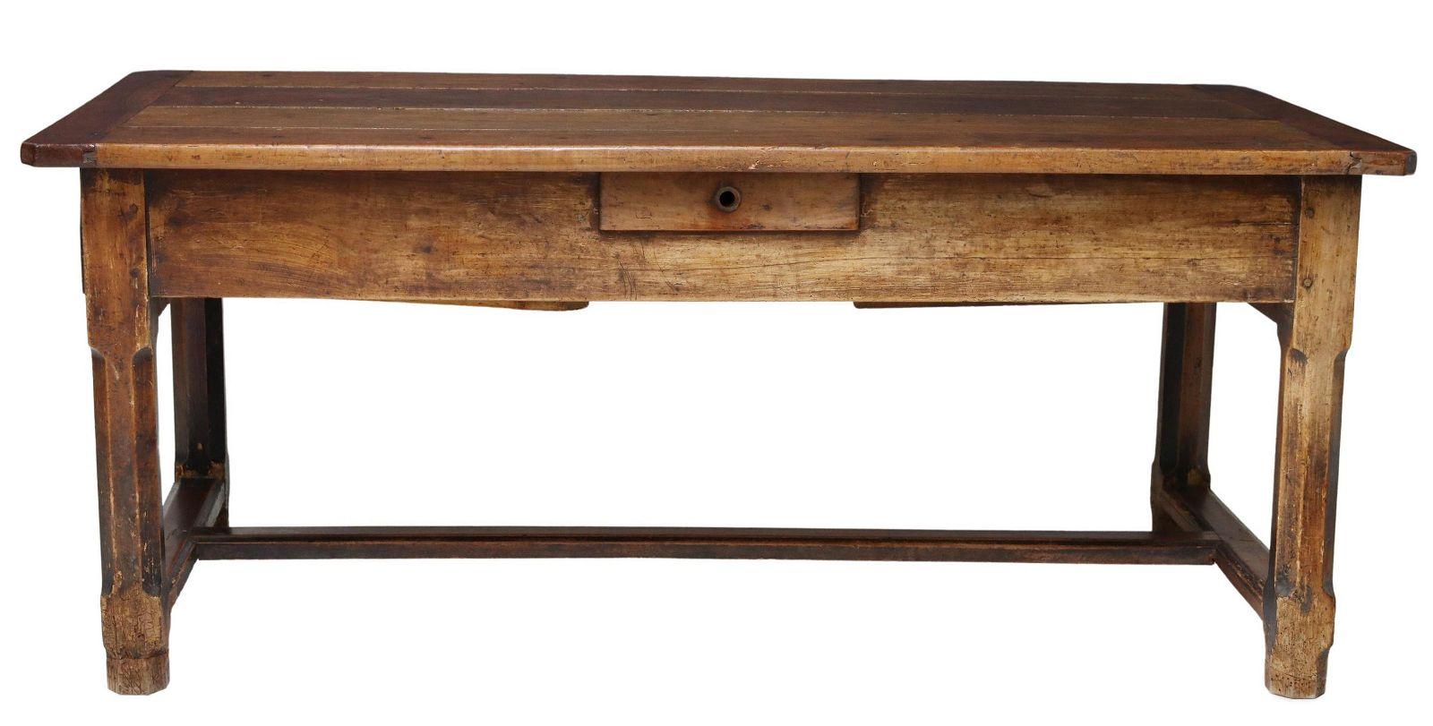 19th Century Antique French Provincial Oak 4-Plank Farmhouse Table