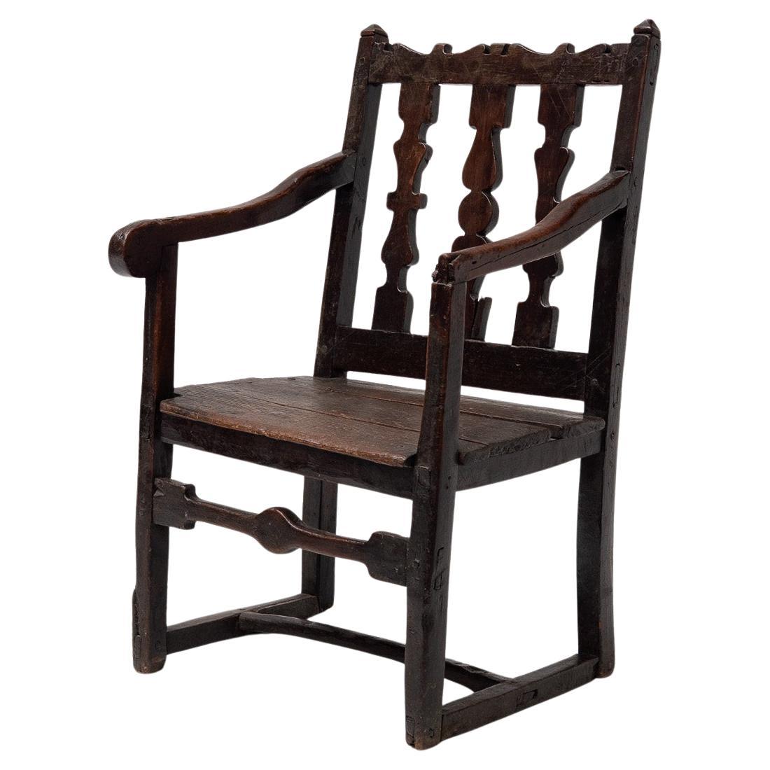 Antique French Provincial Oak Armchair, 18th Century France