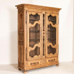 Antique French Provincial Oak Bookcase Display Cabinet