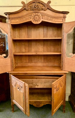 Antique French Provincial Oak "Buffet En Deux Corps" or 2 Piece Buffet, Ca. 1890