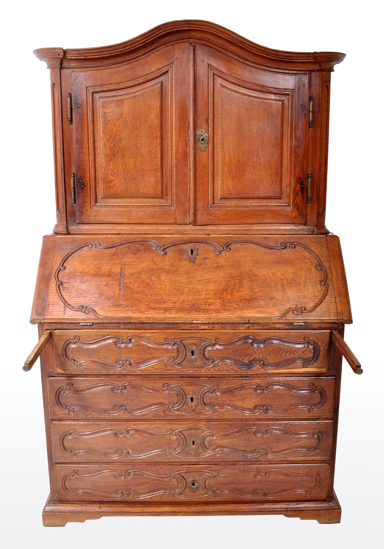 Antique French Provincial Oak Secretary/Bureau Bookcase, circa 1770 For