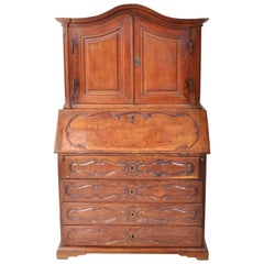 Antique French Provincial Oak Secretary/Bureau Bookcase, circa 1770