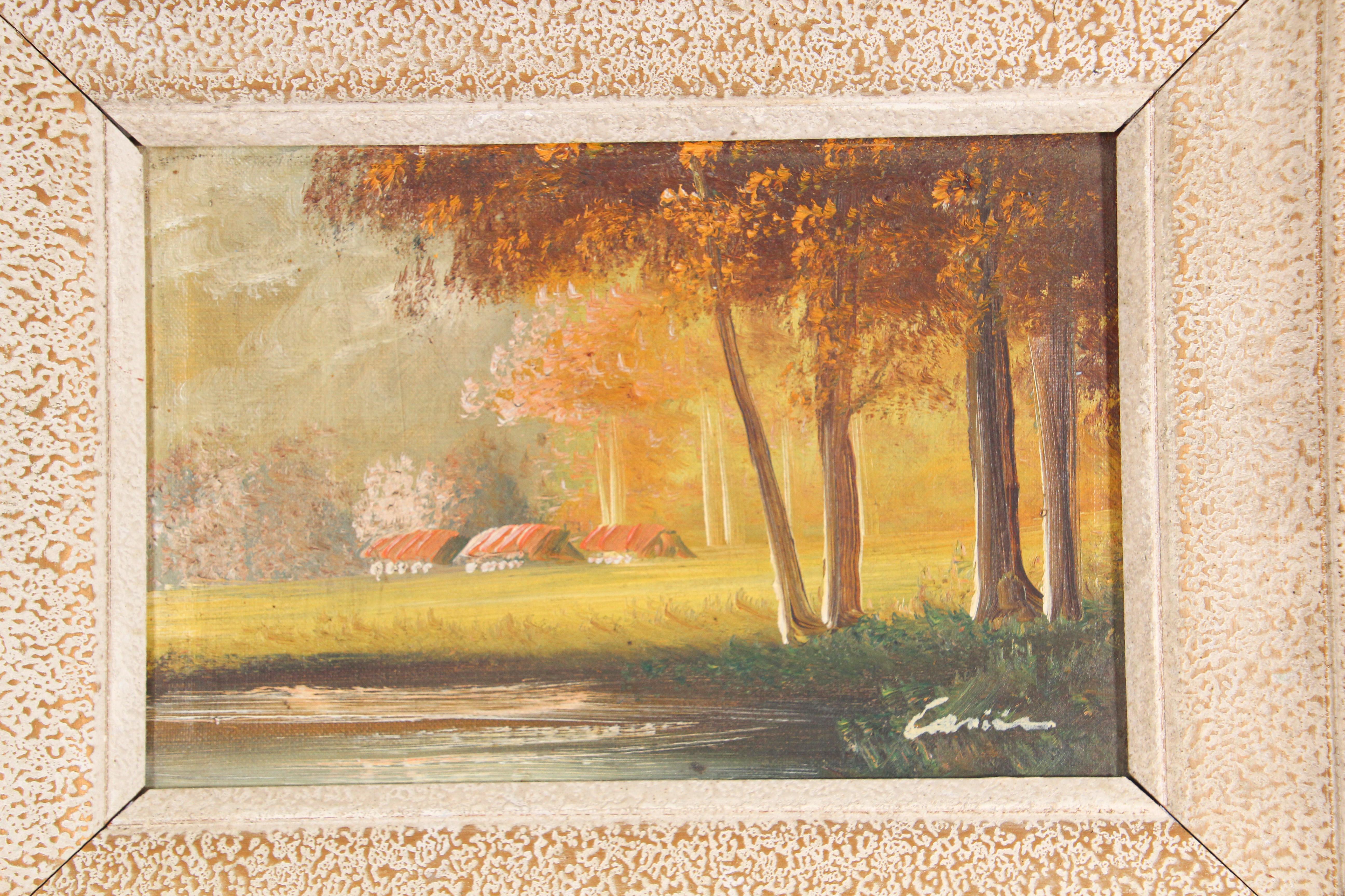 Peinture à l'huile sur toile provinciale française ancienne en vente 2
