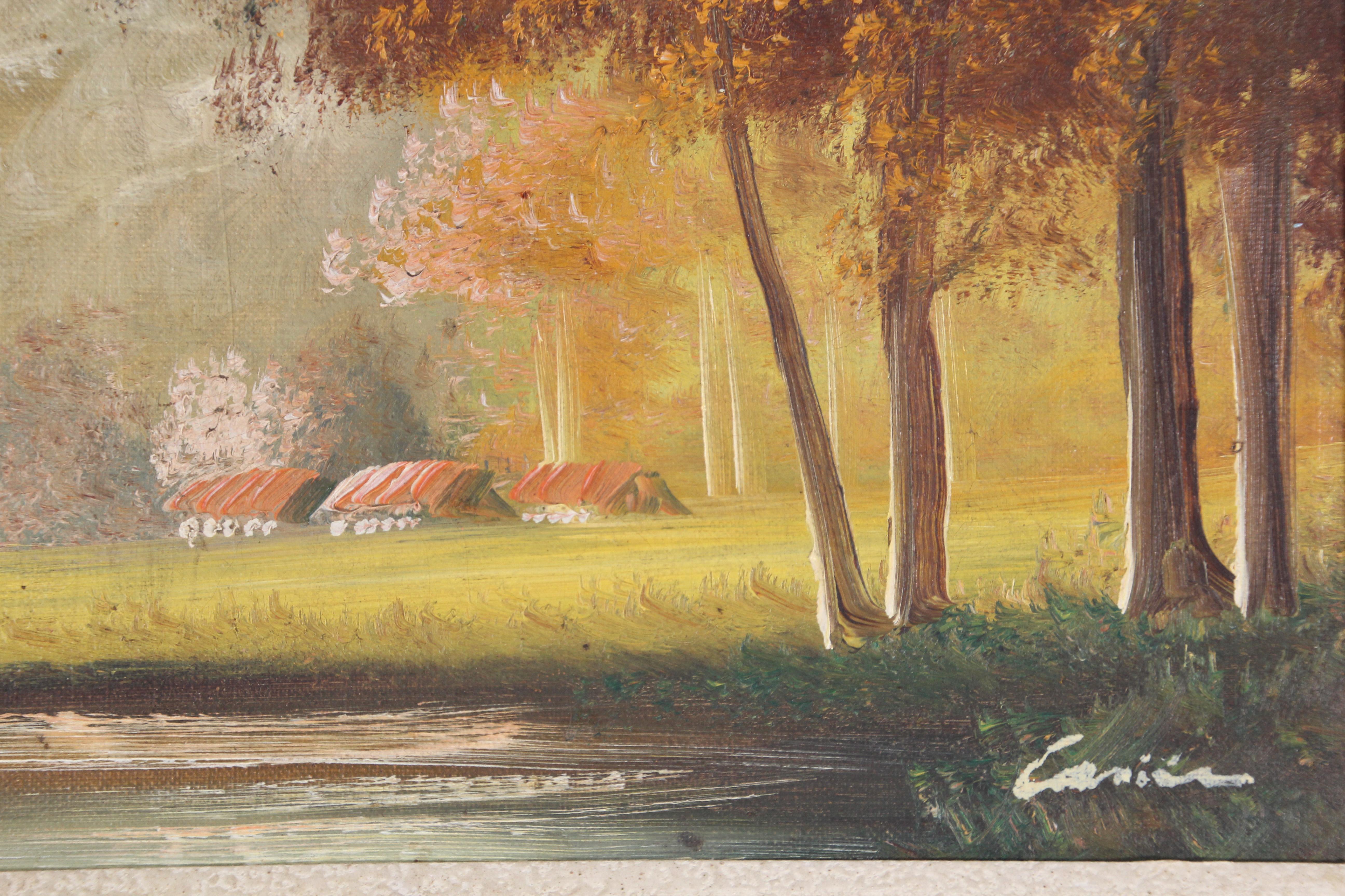 Peinture à l'huile sur toile provinciale française ancienne en vente 3