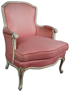 Antique French Provincial Pink Bergère Club Chair Parlor Arm Accent
