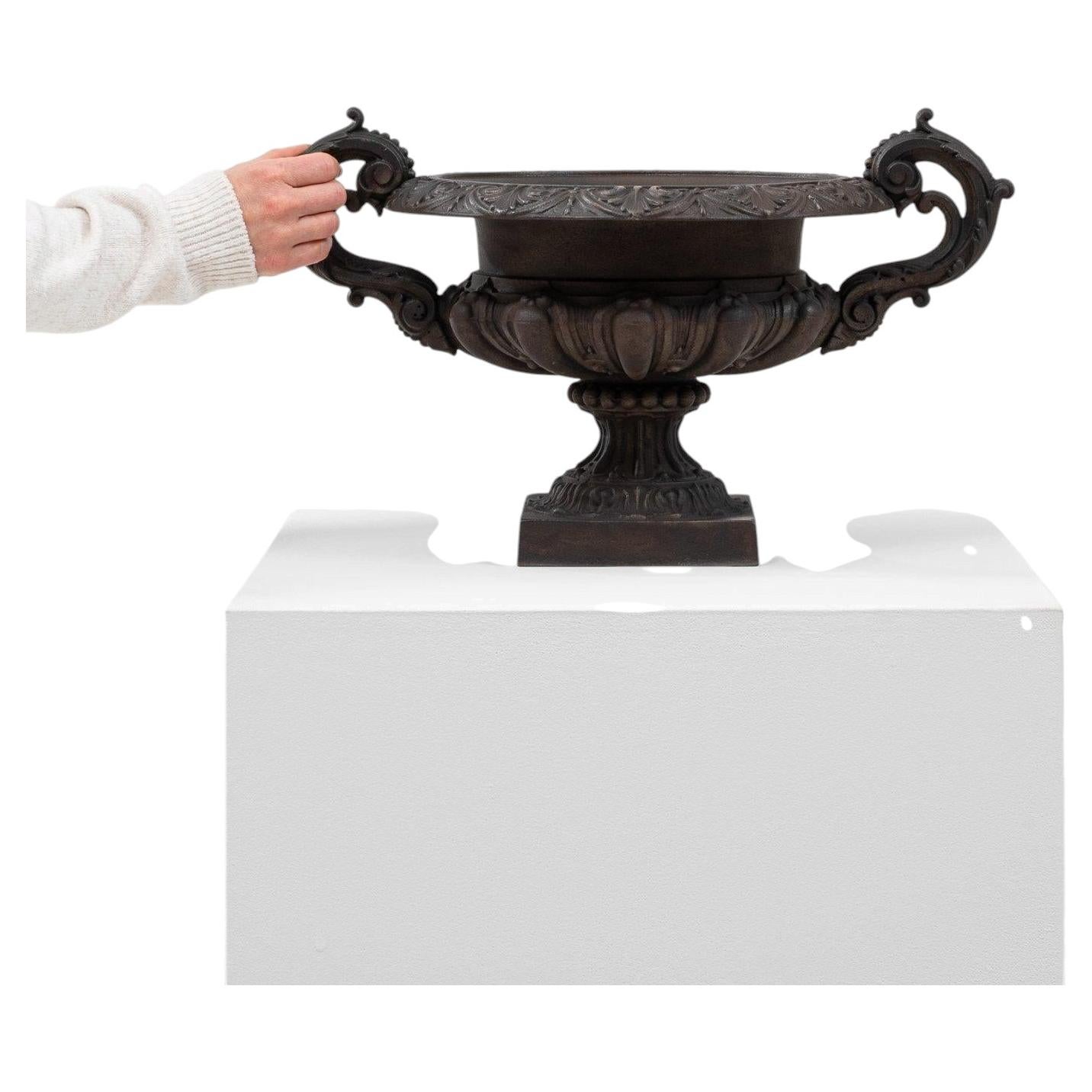 Antique French Provincial Planter, Dark Bronze Cast Iron, 1900s For Sale