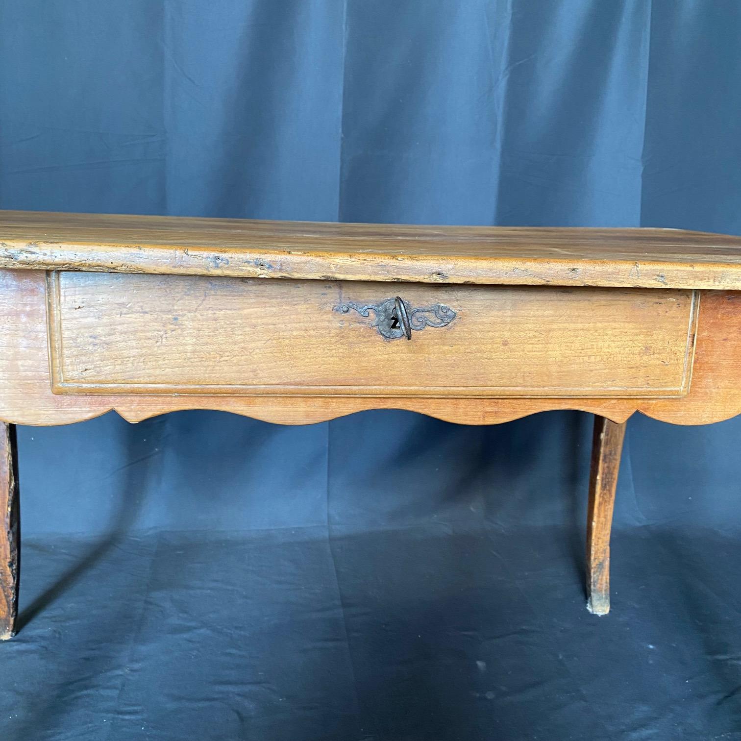 Antique French Provincial Primitive Farmhouse Country Pine Dining Table or Desk 9