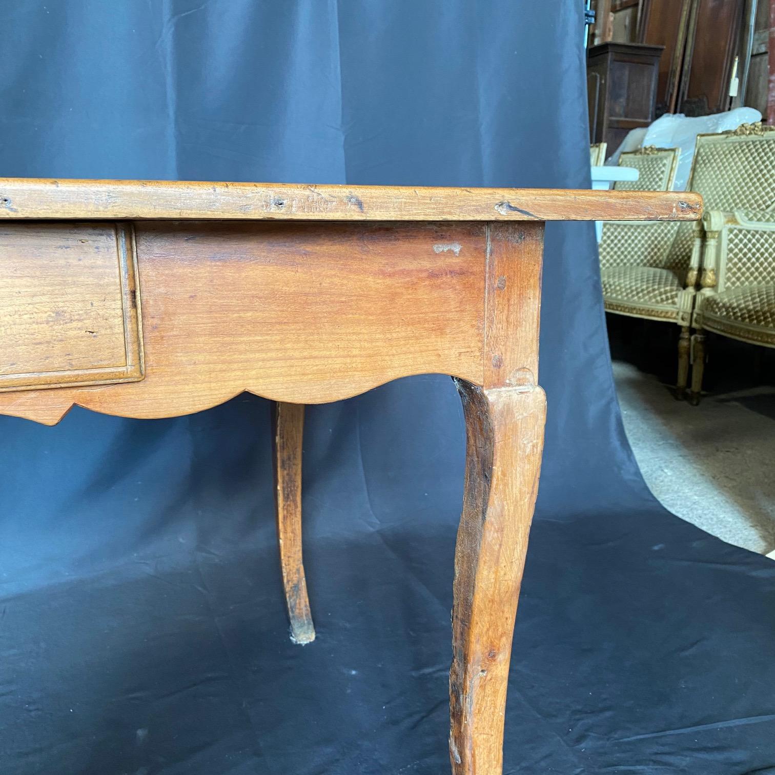 Antique French Provincial Primitive Farmhouse Country Pine Dining Table or Desk 10