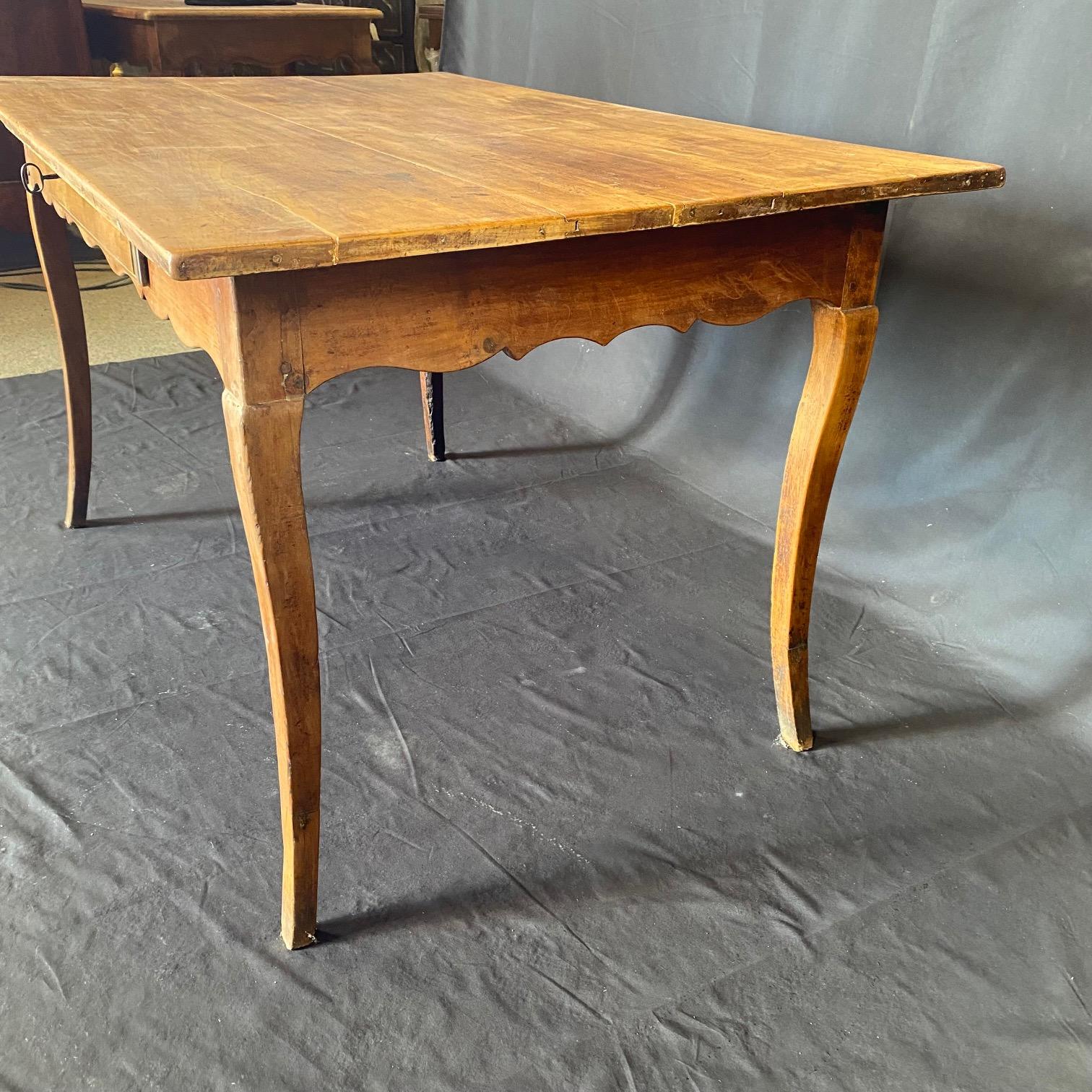 Louis XV Antique French Provincial Primitive Farmhouse Country Pine Dining Table or Desk