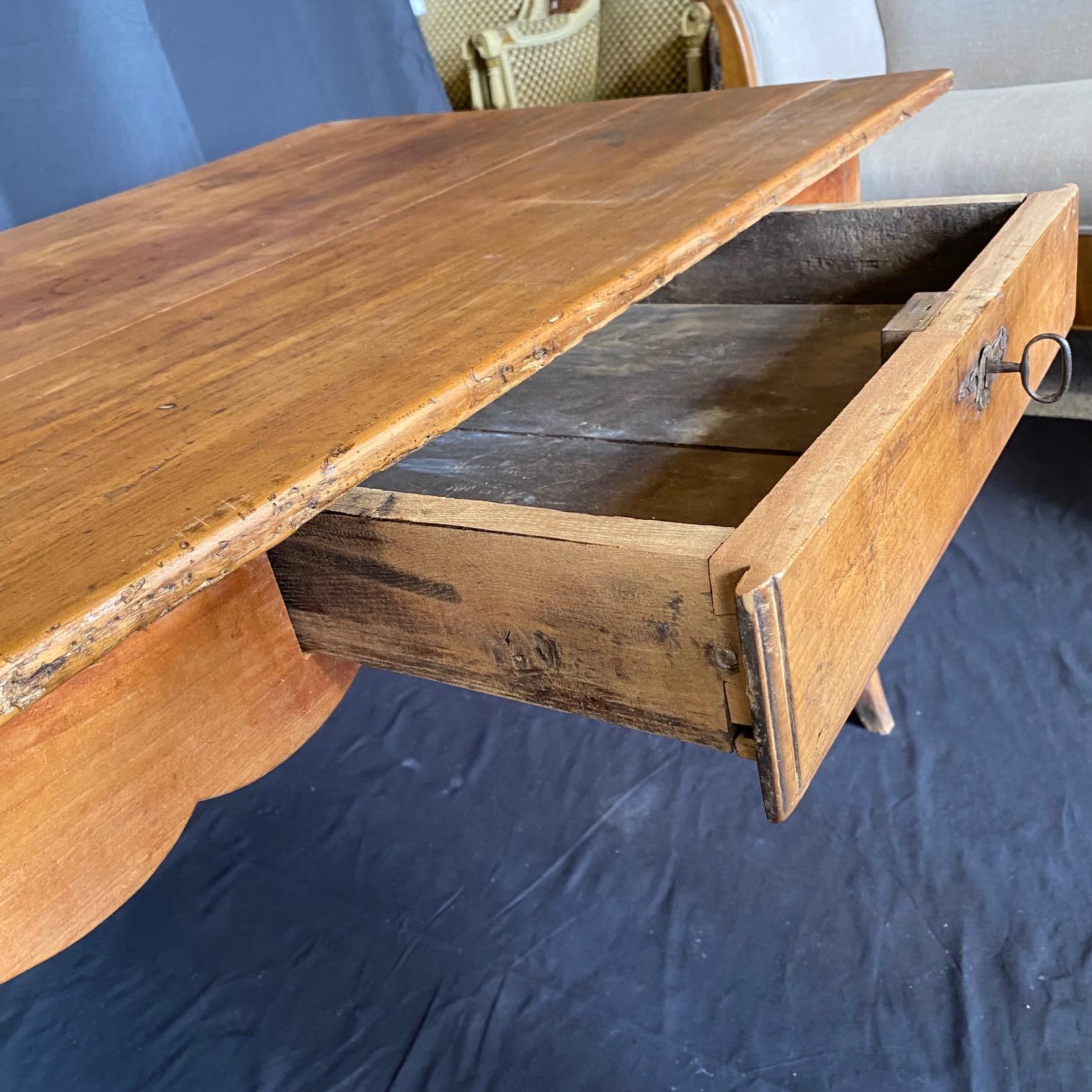 Antique French Provincial Primitive Farmhouse Country Pine Dining Table or Desk 3