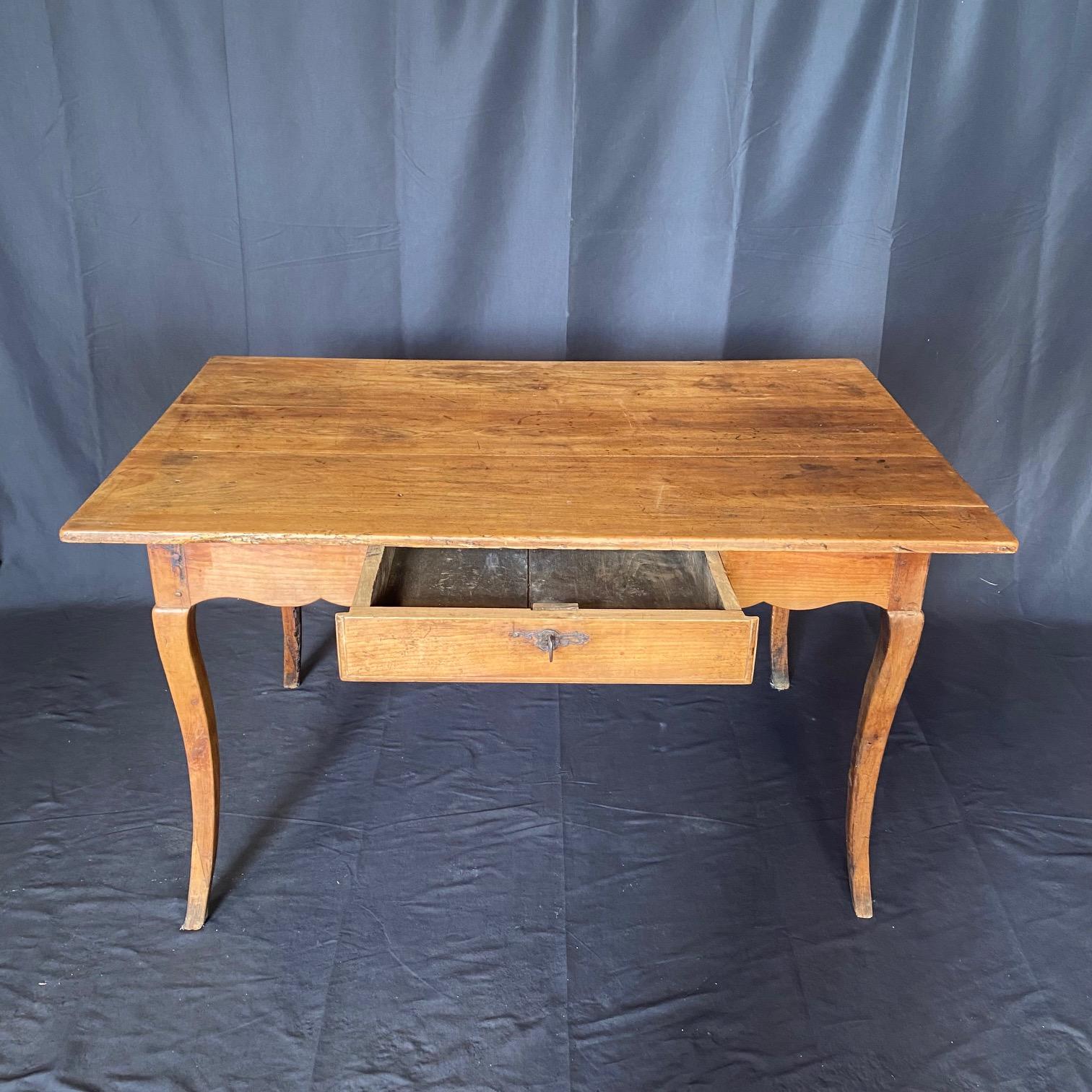 Antique French Provincial Primitive Farmhouse Country Pine Dining Table or Desk 4