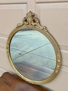 Antique French Provincial Round Giltwood Mirror, Circa 1920s