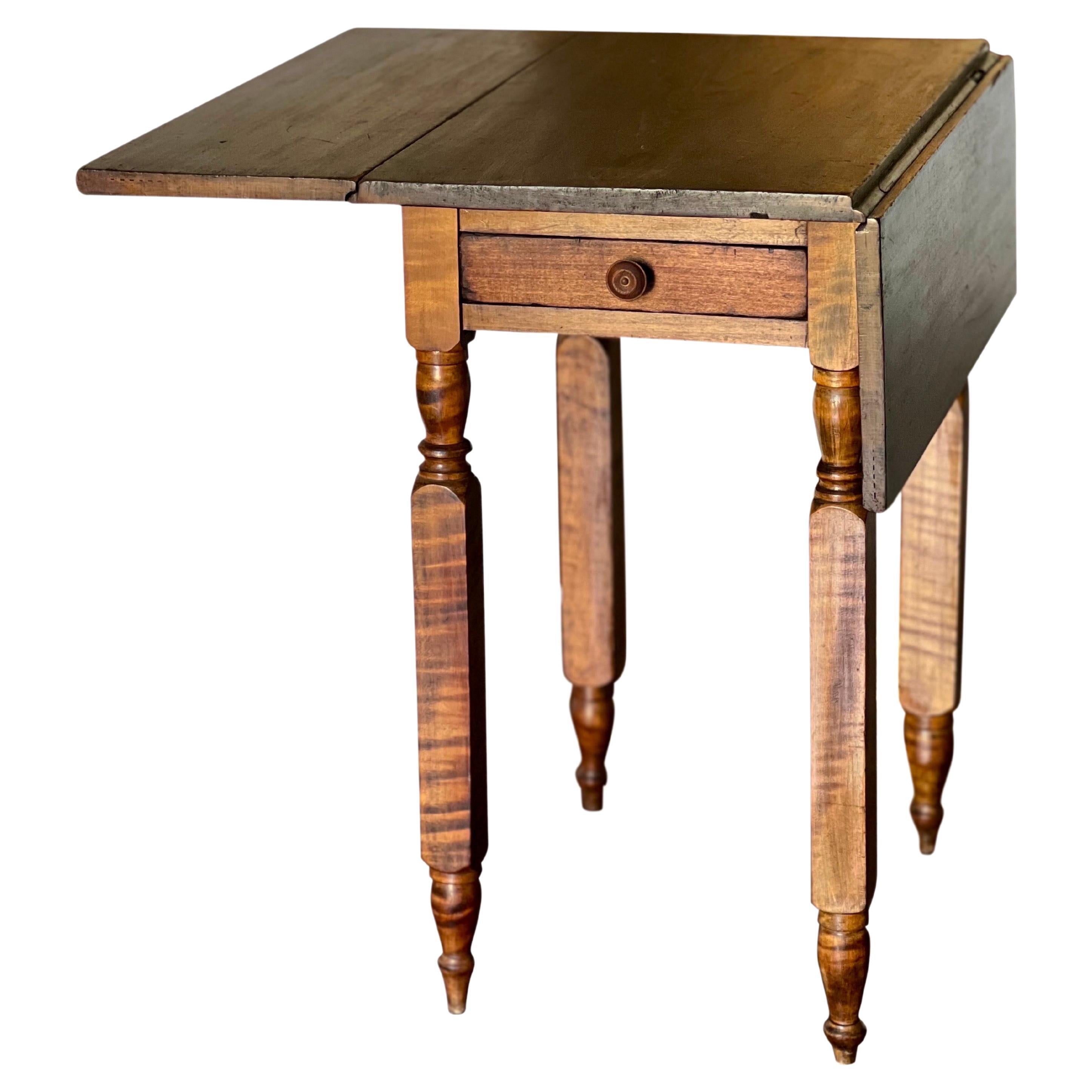 Antique French Provincial Rustic Walnut Drop-Leaf Farmhouse Table For Sale
