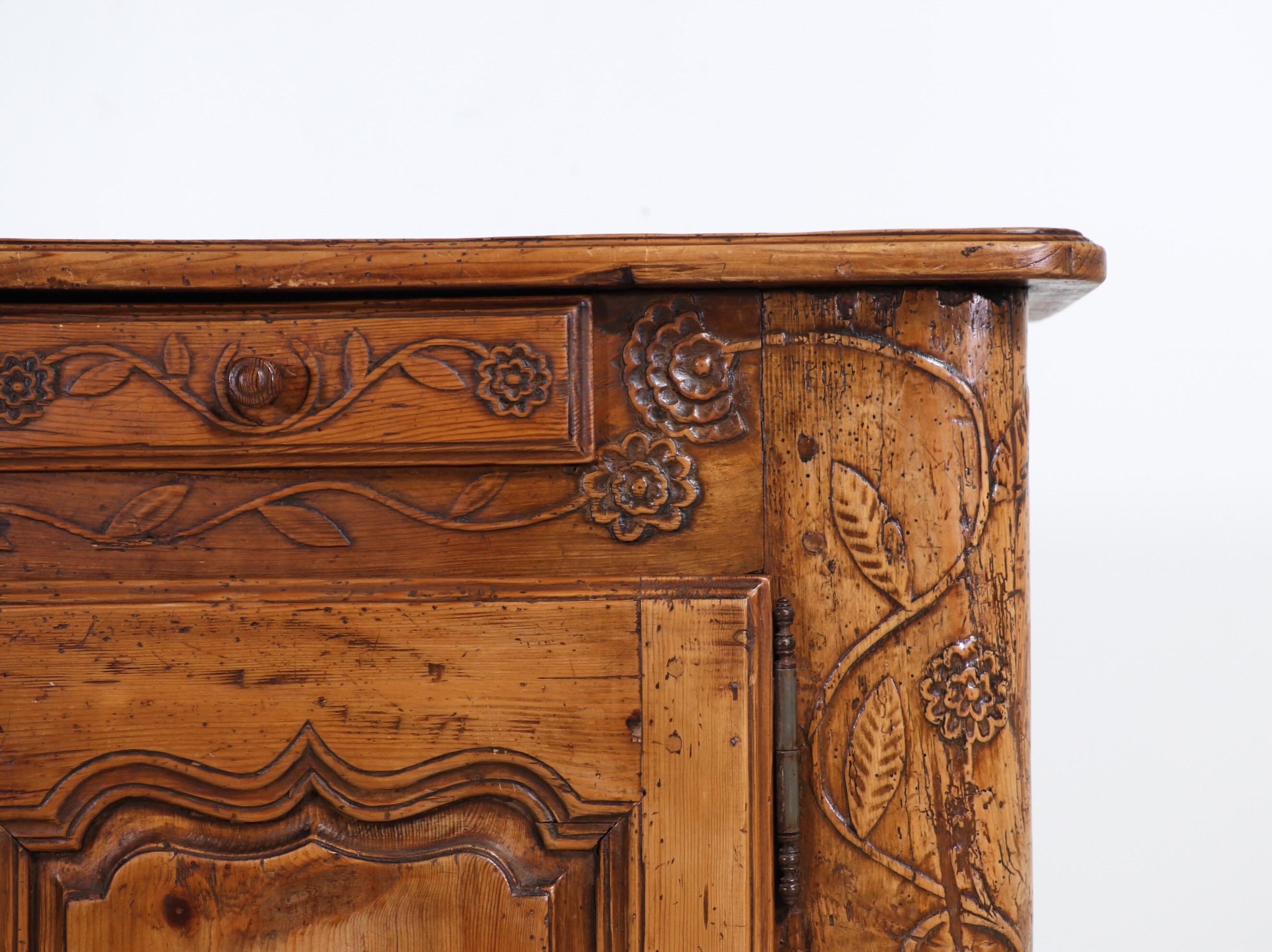 Carved Antique French Provincial Sideboard For Sale