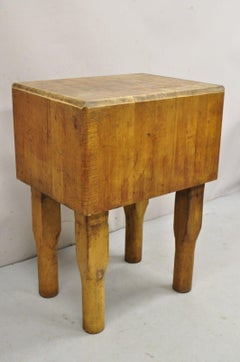 Antique French Provincial Solid Maple Wood Heavy Butcher Block Island Table