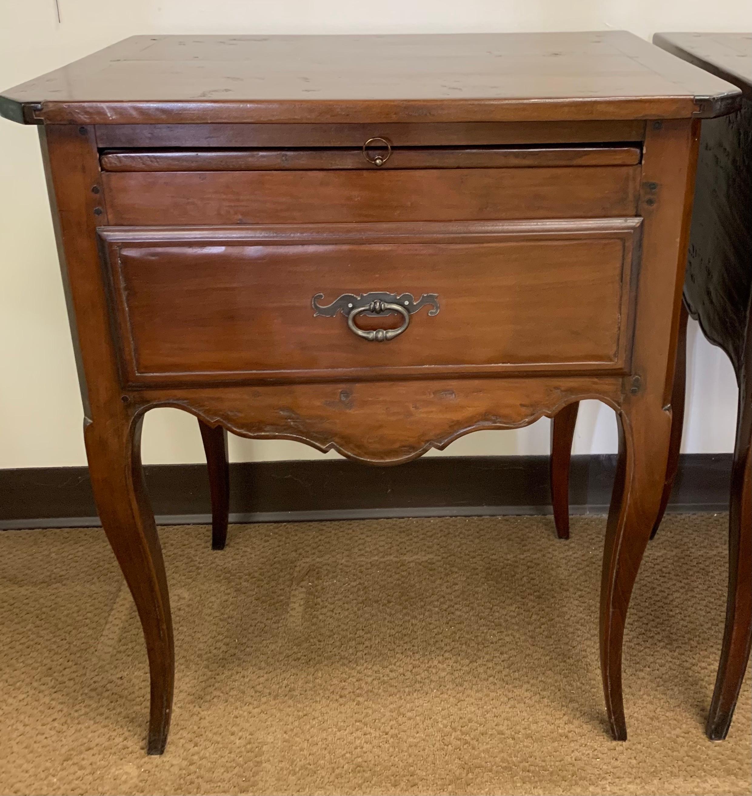 20th Century Antique French Provincial Style Walnut End Tables Nightstands