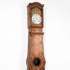 Antique French High Case Clock In a Painted Case, ca. 1870