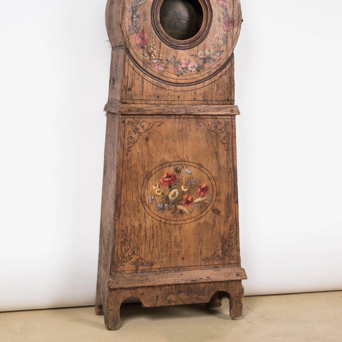 Antique French Provincial Tall Case Clock In a Painted Case, ca. 1870 For Sale 1