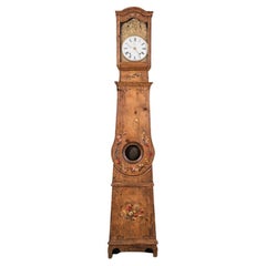 Vintage French Provincial Tall Case Clock In a Painted Case, ca. 1870