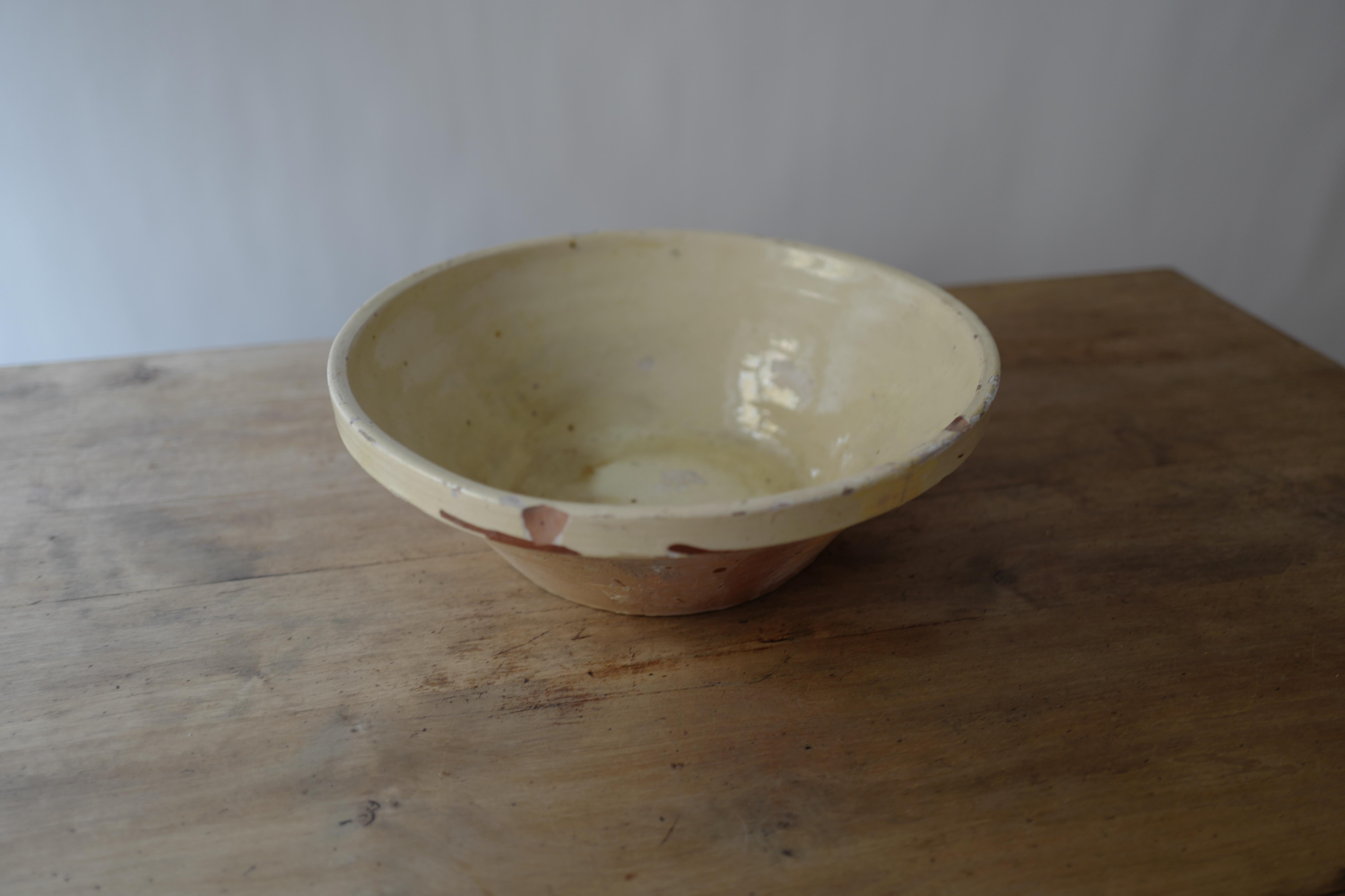 19th Century Yellow French Terracotta Tian Bowl Provincial For Sale 1
