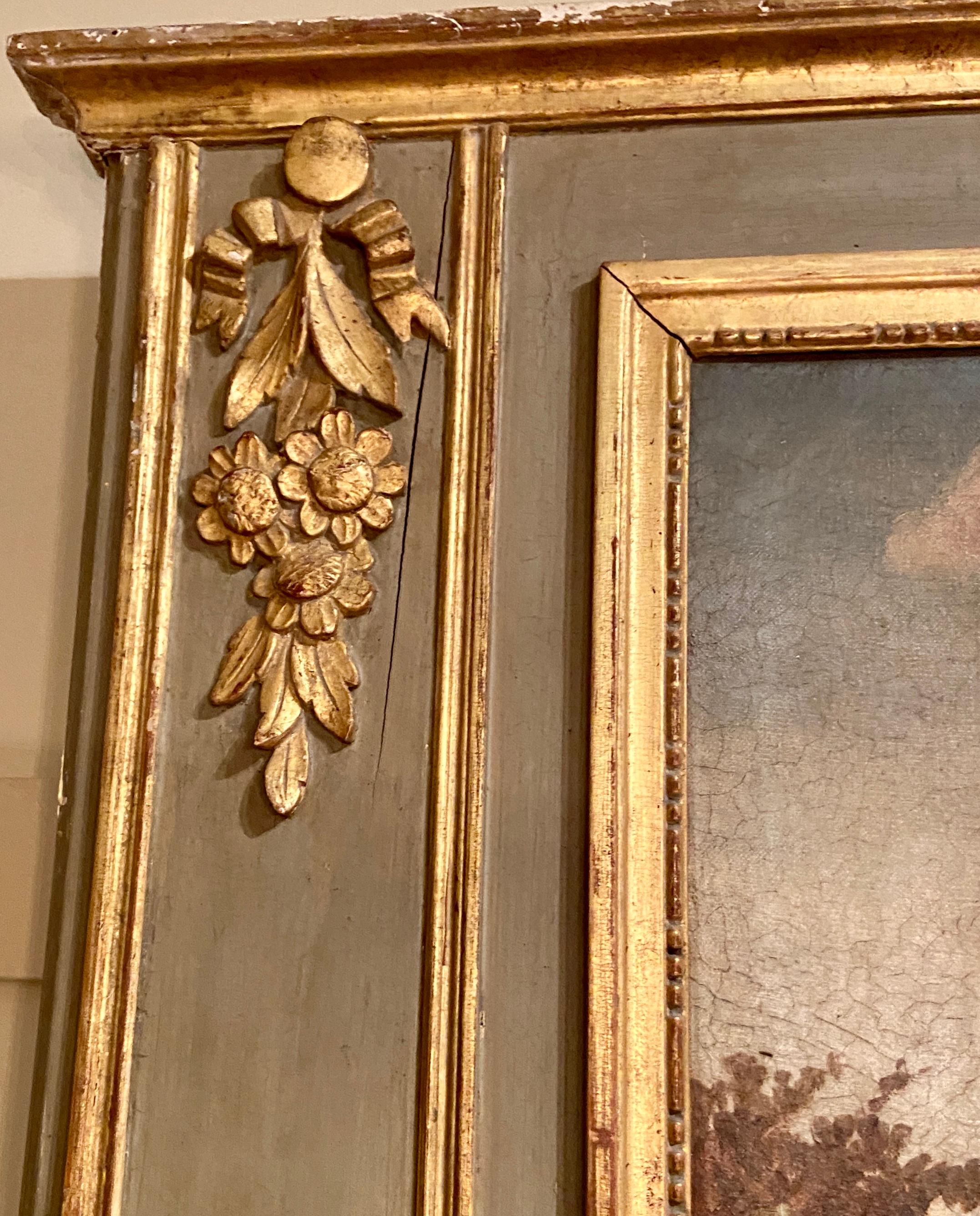 Antiker französischer Trumeau-Spiegel im Provinzstil mit Landschaftssszenen, um 1880 im Zustand „Gut“ im Angebot in New Orleans, LA