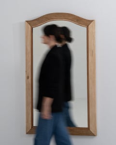 Antique French Provincial Wall Mirror, Bleached Oak Frame, 1900s