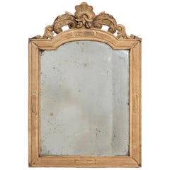 Antique French Provincial Wall Mirror, Carved Oak Frame, 1900s