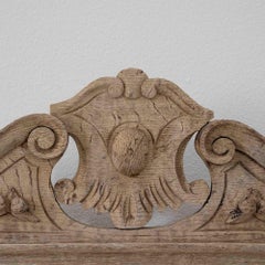 Antique French Provincial Wall Mirror, Carved Oak Frame, 1900s Origin