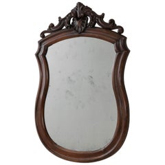 Antique French Provincial Wall Mirror, Carved Wood Frame, 1900s