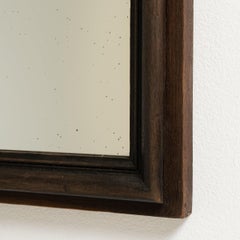 Antiker Wandspiegel im französischen Landhausstil, Rahmen aus dunklem Nussbaumholz, 19. Jahrhundert