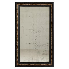 Antique French Provincial Wall Mirror, Dark Wood Frame, 1900s