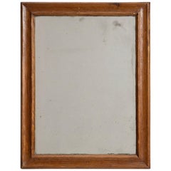 Antique French Provincial Wall Mirror, Honey Oak Frame, 19th Century