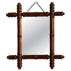 Antique French Provincial Wall Mirror in Walnut Wood, 1900s