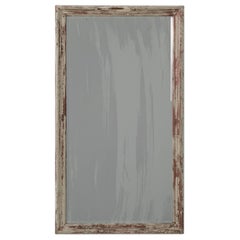 Antique French Provincial Wall Mirror, Whitewashed Wood Frame, 1900s