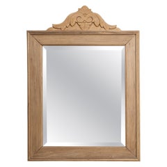 Antique French Provincial Wall Mirror with Carved Oak Frame, 1900s