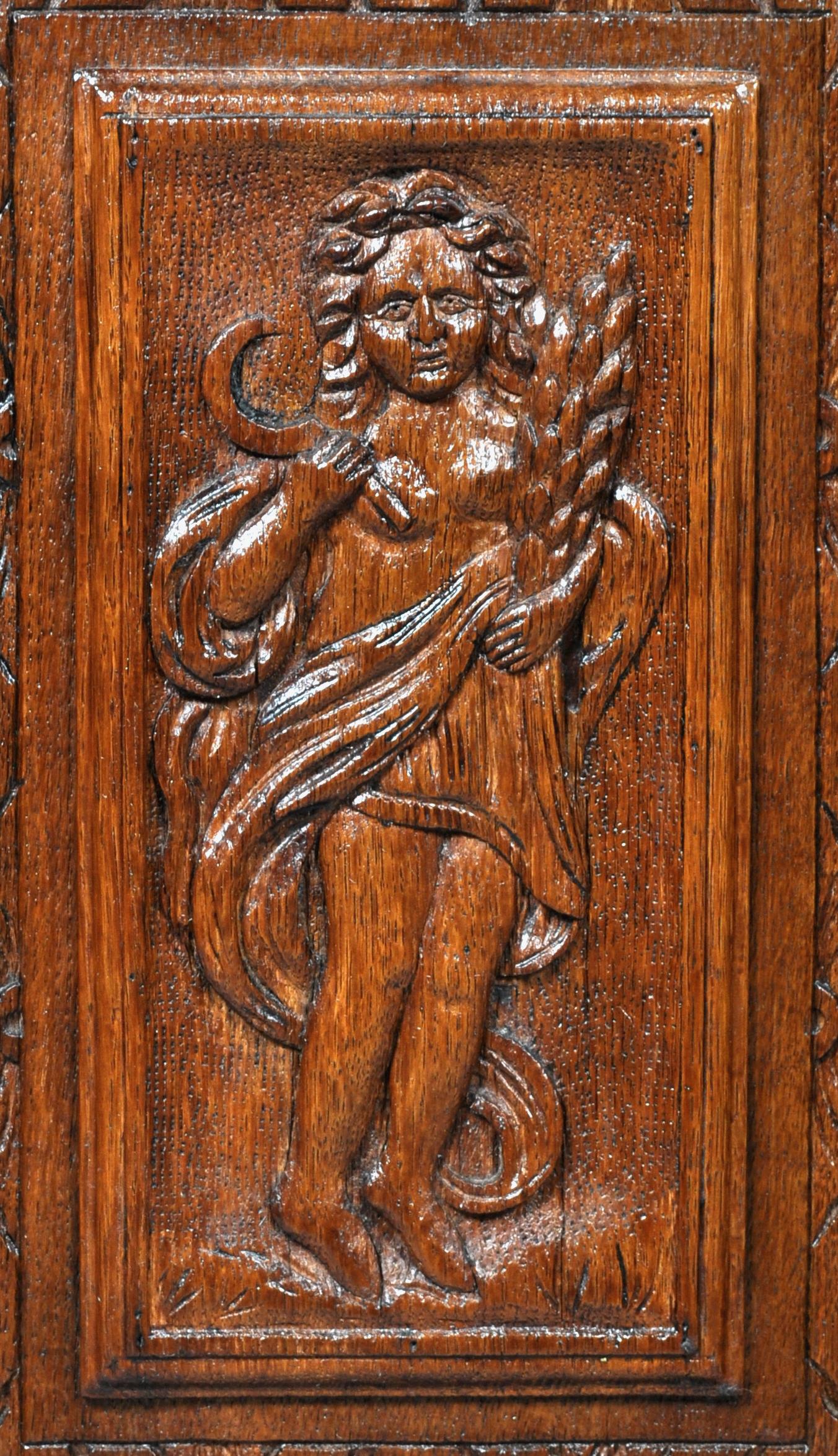 Antique French Baroque Carved Oak Corner Cabinet, circa 1780 7