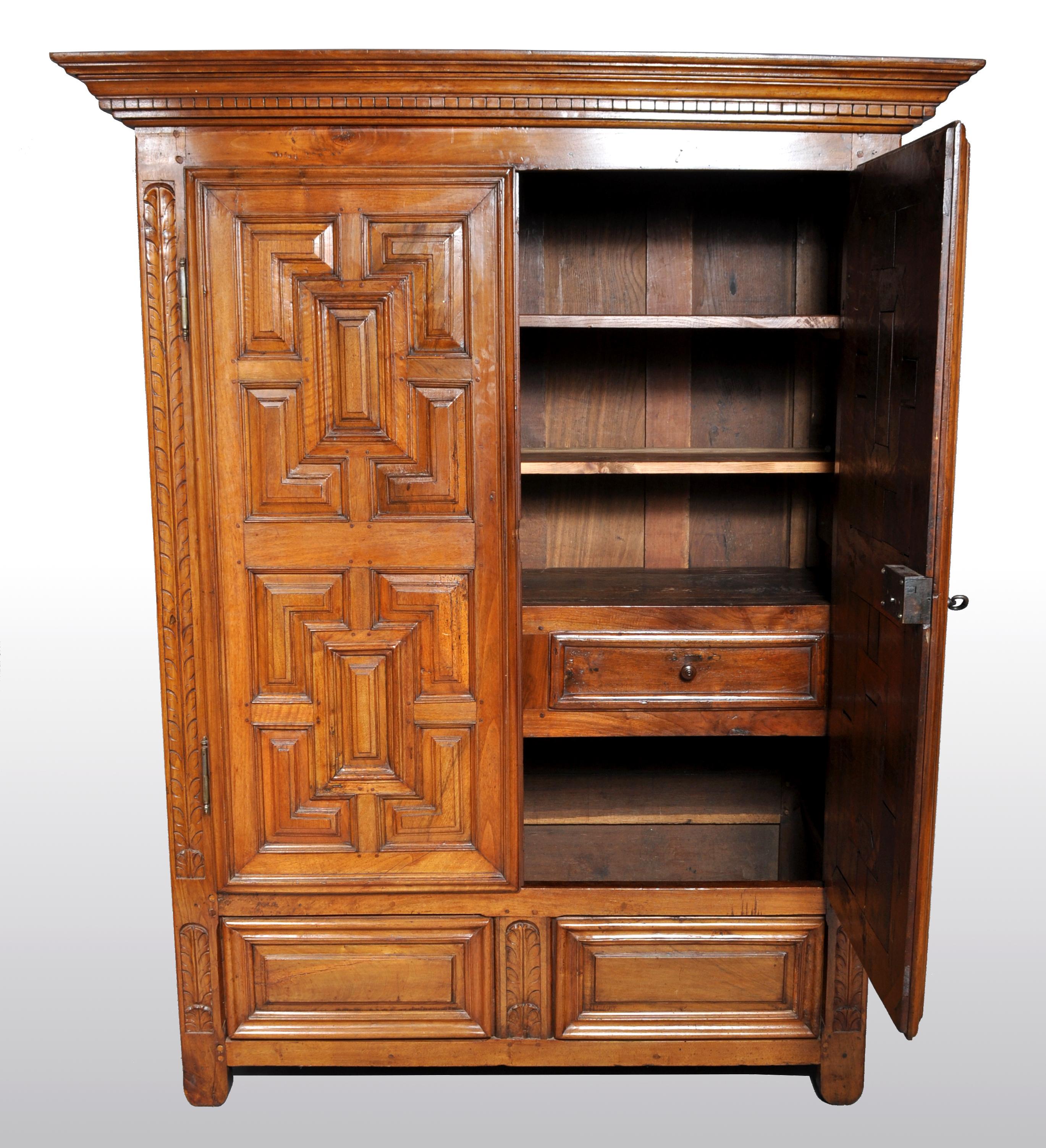 Antique French Provincial Walnut Armoire / Cabinet, circa 1750 In Good Condition In Portland, OR