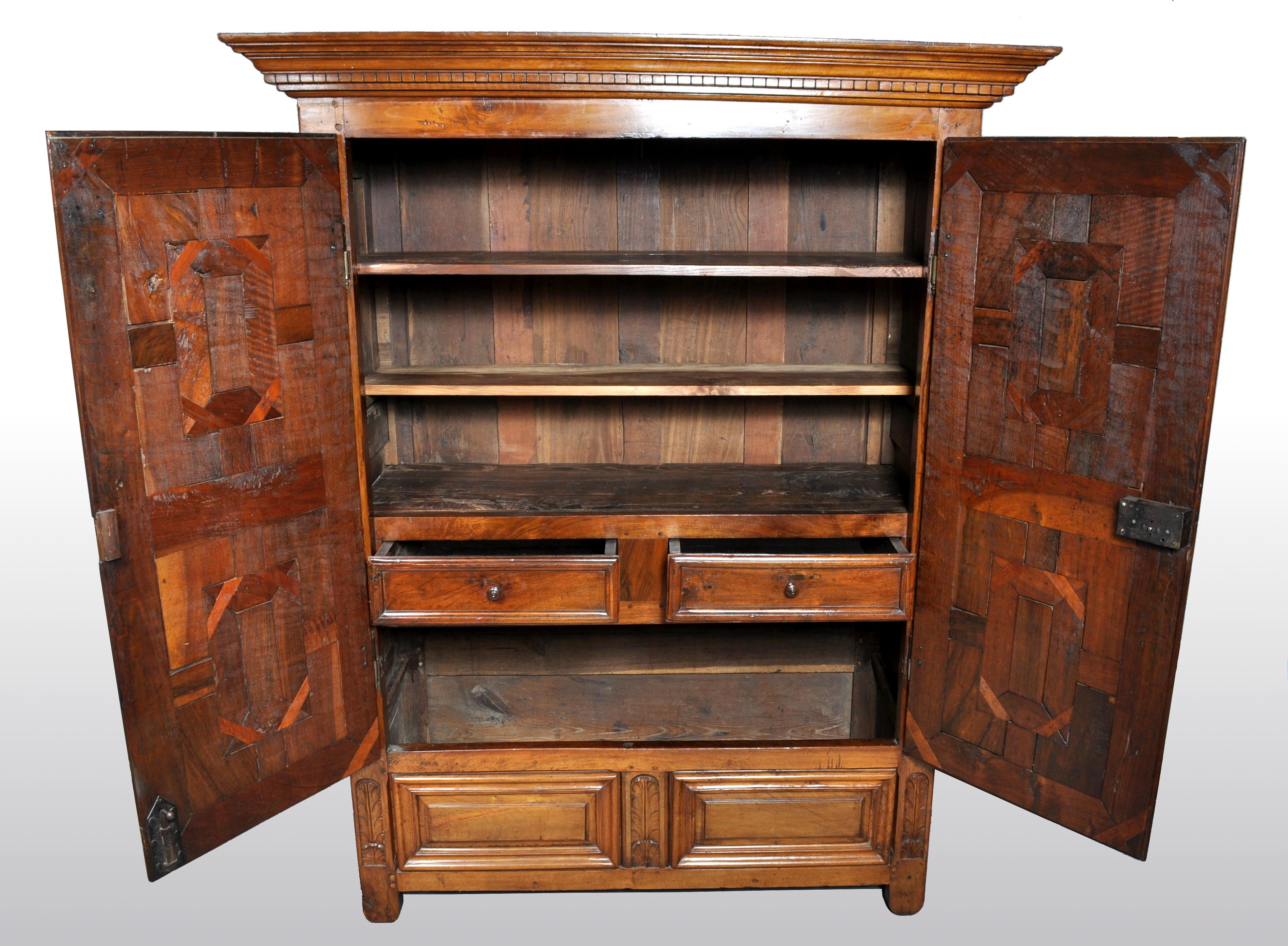 18th Century Antique French Provincial Walnut Armoire / Cabinet, circa 1750
