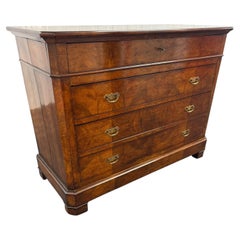 Antique French Provincial Walnut Commode with Mahogany Crossbanding