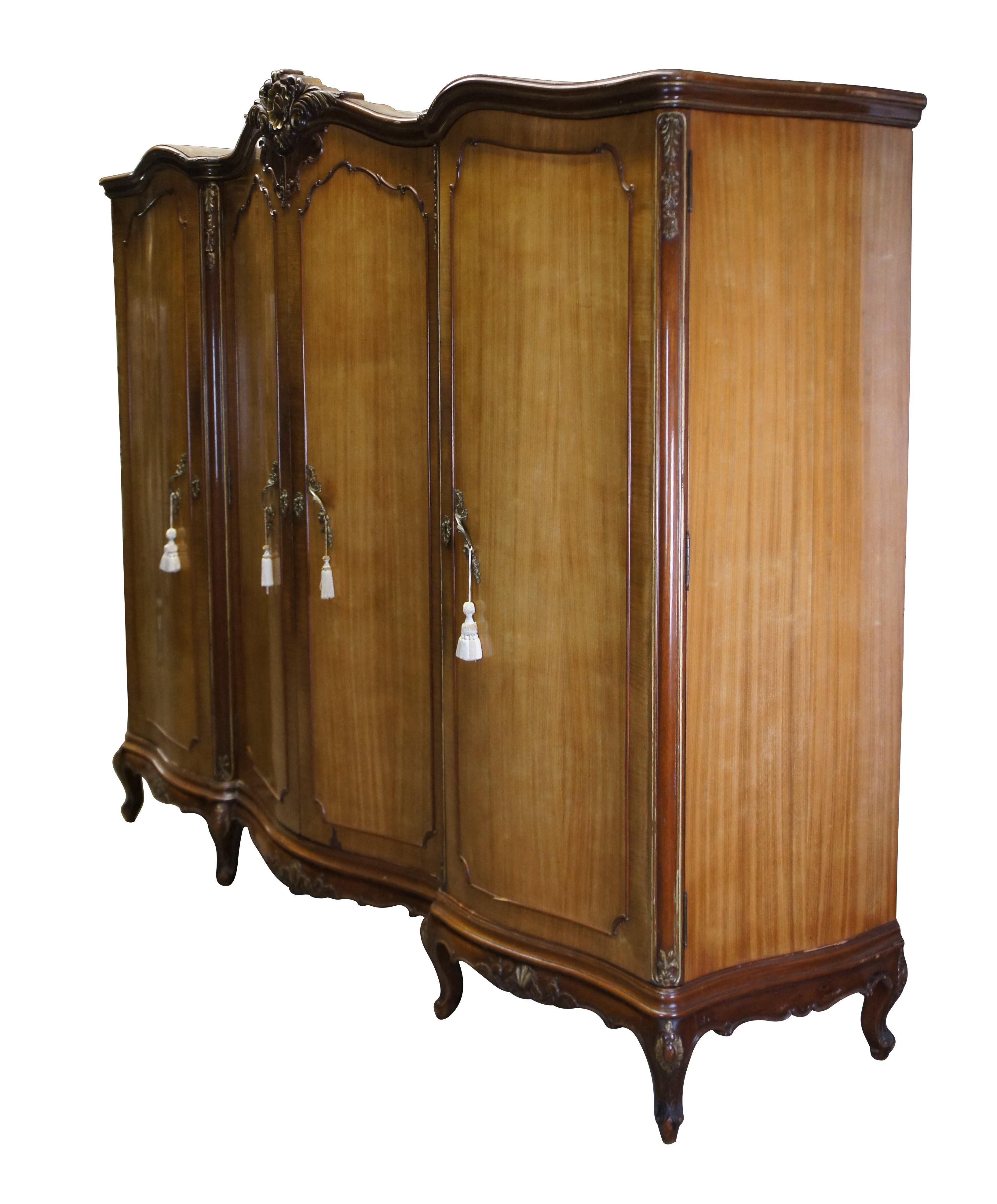 Antique French Provincial Walnut Knockdown Armoire Wardrobe Closet 92