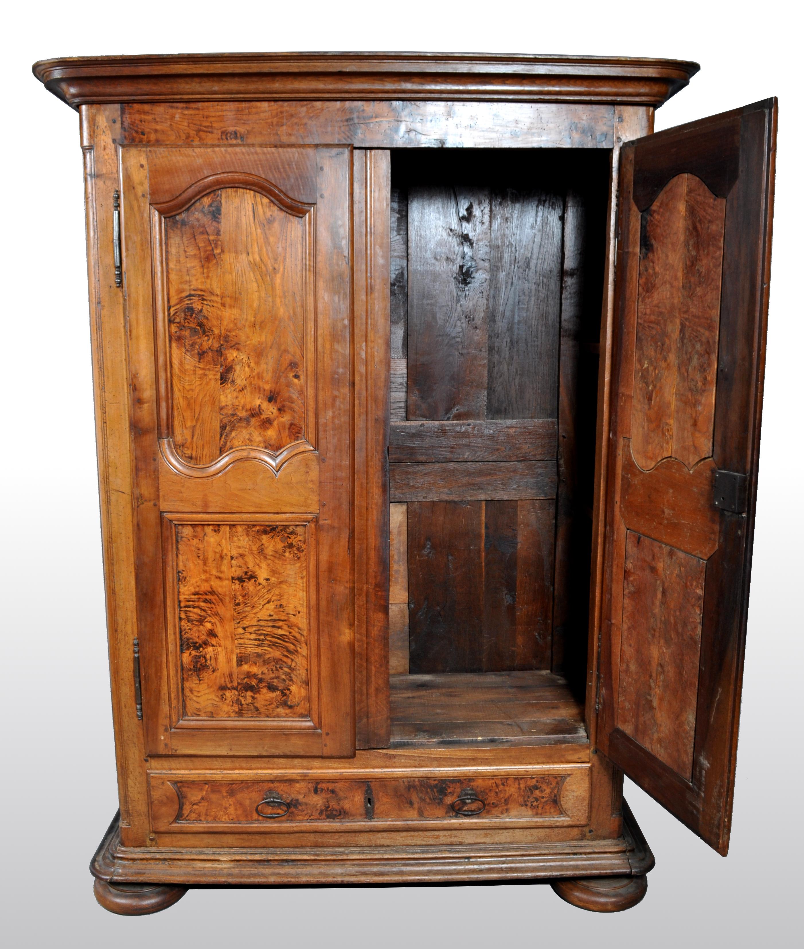 Antique French Provincial Walnut Wedding Armoire, circa 1750 In Good Condition In Portland, OR