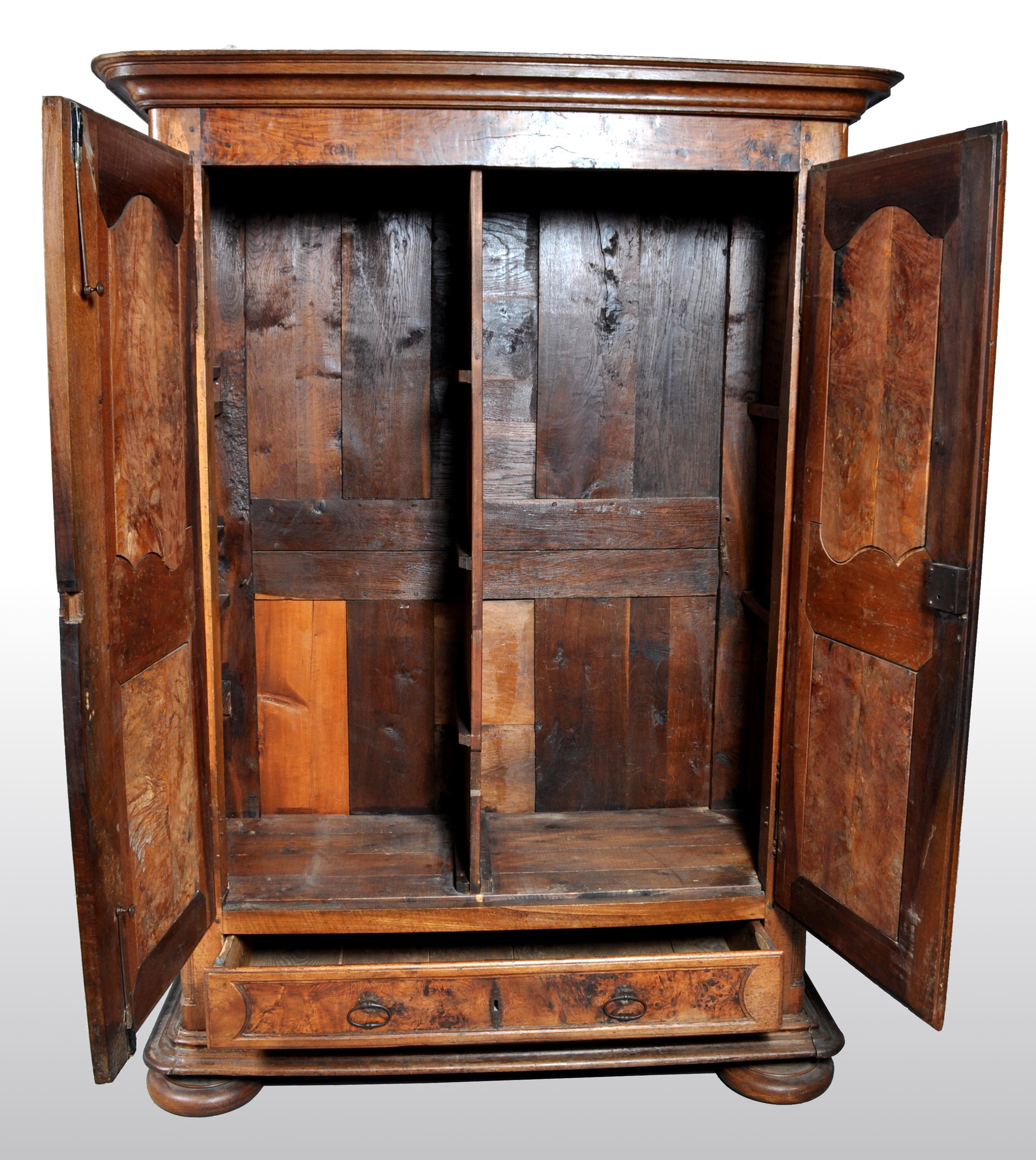 18th Century Antique French Provincial Walnut Wedding Armoire, circa 1750